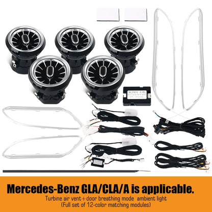 12/64 Colours Ambient Lights For Mercedes-Benz A/CLA/GLA W176 W117 W156 LED Car Air Vents Turbine Nozzle Decorate Lamp APP 12V