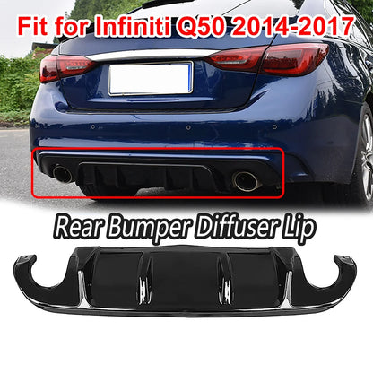 Rear Bumper Diffuser Lip ABS Boot Spoiler Splitter Car Styling Guard Protector Cover For Infiniti Q50 2014 2015 2016 2017