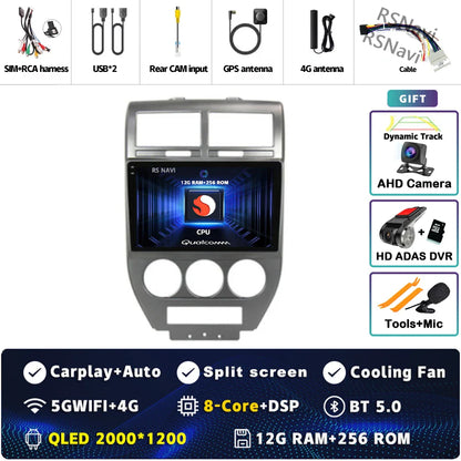 Android 14 For Dodge Caliber 2007 - 2012 2K QLED Android Car Radio Multimedia Video Player GPS AI Voice CarPlay 4G Stereo