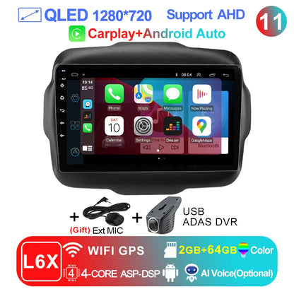 LEHX L6Pro 4G LTE DSP Car Radio Android Auto Video Multimedia Player For Jeep Renegade 2016-2020 Carplay 2din dvd Autoradio  gps
