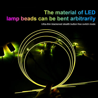 18 22 in 1 Car LED Ambient Light Symphony Rainbow Streamer Interior Acrylic Strip RGB 64 Color Neon Atmosphere Light App Control