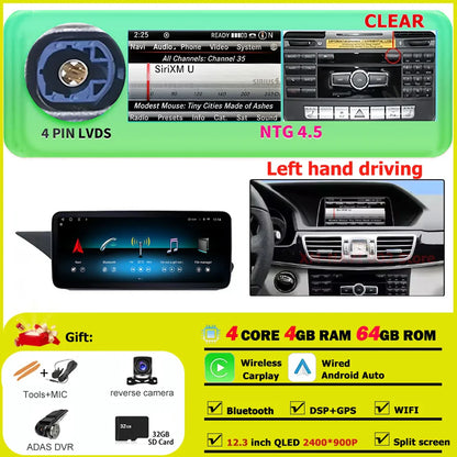 Car Radio Multimedia Android 14 For Mercedes Benz E Class W212 2009-2015 Auto Navigation GPS WIFI 4G Wireless CarPlay DSP Stereo