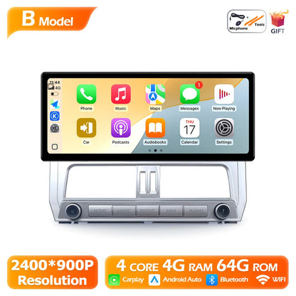 2400*900P 12.3 Inch For Toyota Prado 2018 Car Multimedia Plyaer Stere Radio WIFI Android Auto Carplay Bluetooth 4G DSP RDS