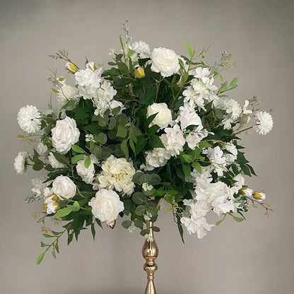 White Rose Green Plants Luxury Wedding Backdrop Decoration Artificial Flower Row Floral Arrangement Arch Props Decor Event Deco
