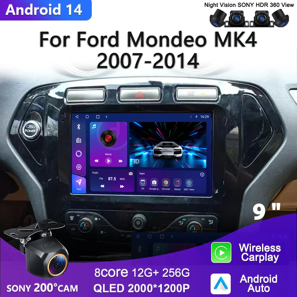 Autostereo 14 For Ford Mondeo MK4 2007-2014 Car Multimedia Video Player GPS Navigation Radio Android 13 Auto Carplay No 2Din DVD