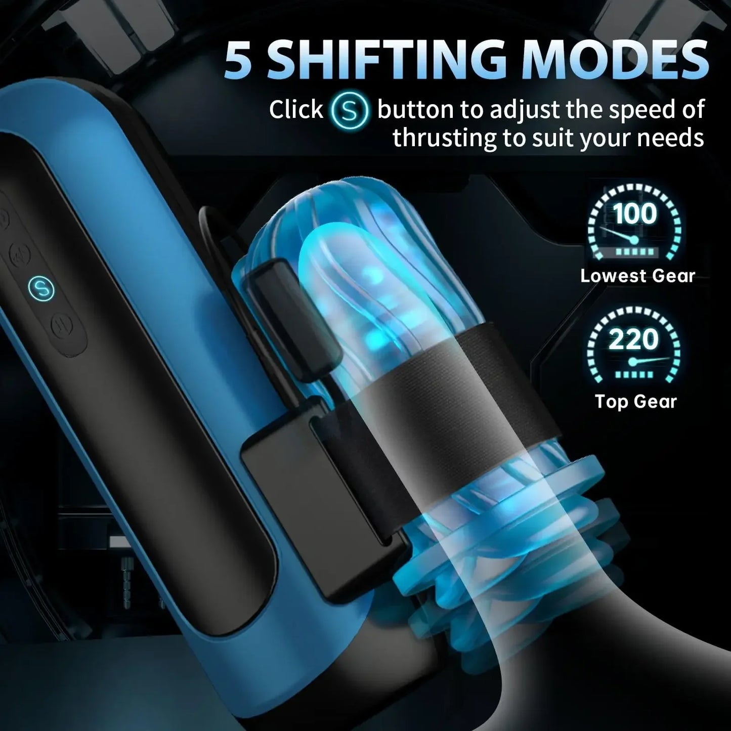 Automatic Male Masturbator Interchangeable Pocket Pussy Blowjob Vibrator with 6 Types of Piston and 5 Speed Modes Adult Sex Toys