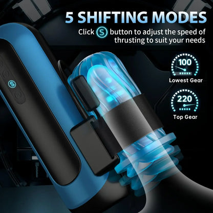 Automatic Male Masturbator Interchangeable Pocket Pussy Blowjob Vibrator with 6 Types of Piston and 5 Speed Modes Adult Sex Toys