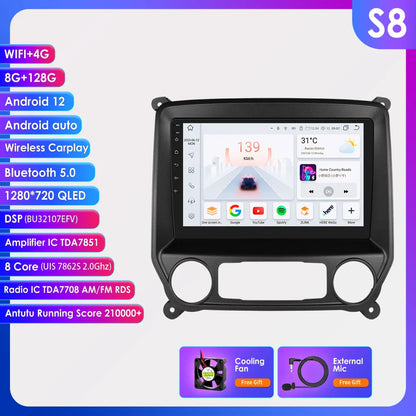 Hizpo Android 13 Auto Carplay For Chevrolet Silverado GMC Sierra 2014 - 2018 Car Radio Stereo GPS Navigation Multimedia Player