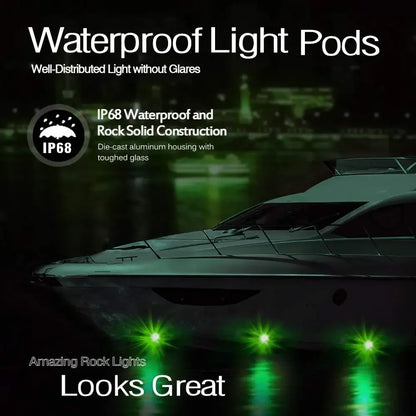 2nd-Gen RGB LED Rock Lights with Bluetooth Controller, Timing Function, Music Mode - 8 Pods Multicolor Neon LED Light Kit