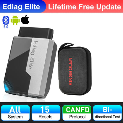 New KINGBOLEN Ediag Elite Full System Car Diagnostic Tools 15 Reset Bi-directional Lifetime Free OBD Scanner for ios android