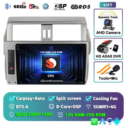 Android 14 For Toyota Land Cruiser Prado 150 2013 - 2017 2K QLED Android Car Radio Multimedia Video Player GPS Stereo CarPlay 4G