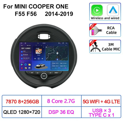 For MINI COOPER ONE S F55 F56 2014-2019 Car Multimedia Carplay Android Auto GPS Navigation Radio stereo Video Palyer Head Unit