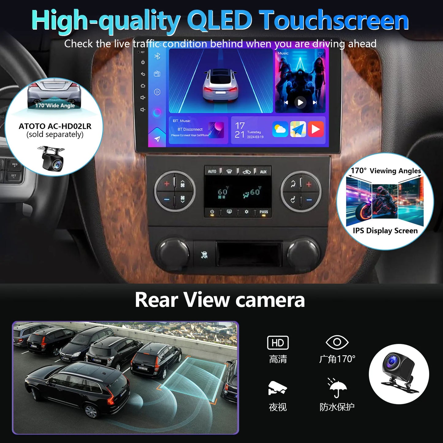 Wireless Carplay Multimedia Radio Video Player GPS Navigation For 2007-2013 GMC Yukon Chevrolet Tahoe Suburban Silverado Sierra