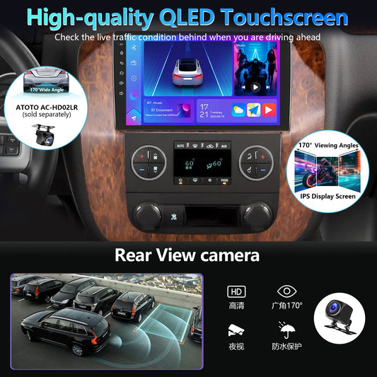 Wireless Carplay Multimedia Radio Video Player GPS Navigation For 2007-2013 GMC Yukon Chevrolet Tahoe Suburban Silverado Sierra