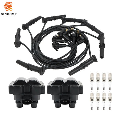 2Pcs Ignition Coils+8Pcs Iridium Spark Plugs+8Pcs Spark Plug Wires FD487 For Ford Ranger F150 F250 Lincoln Mercury Mazda B2300