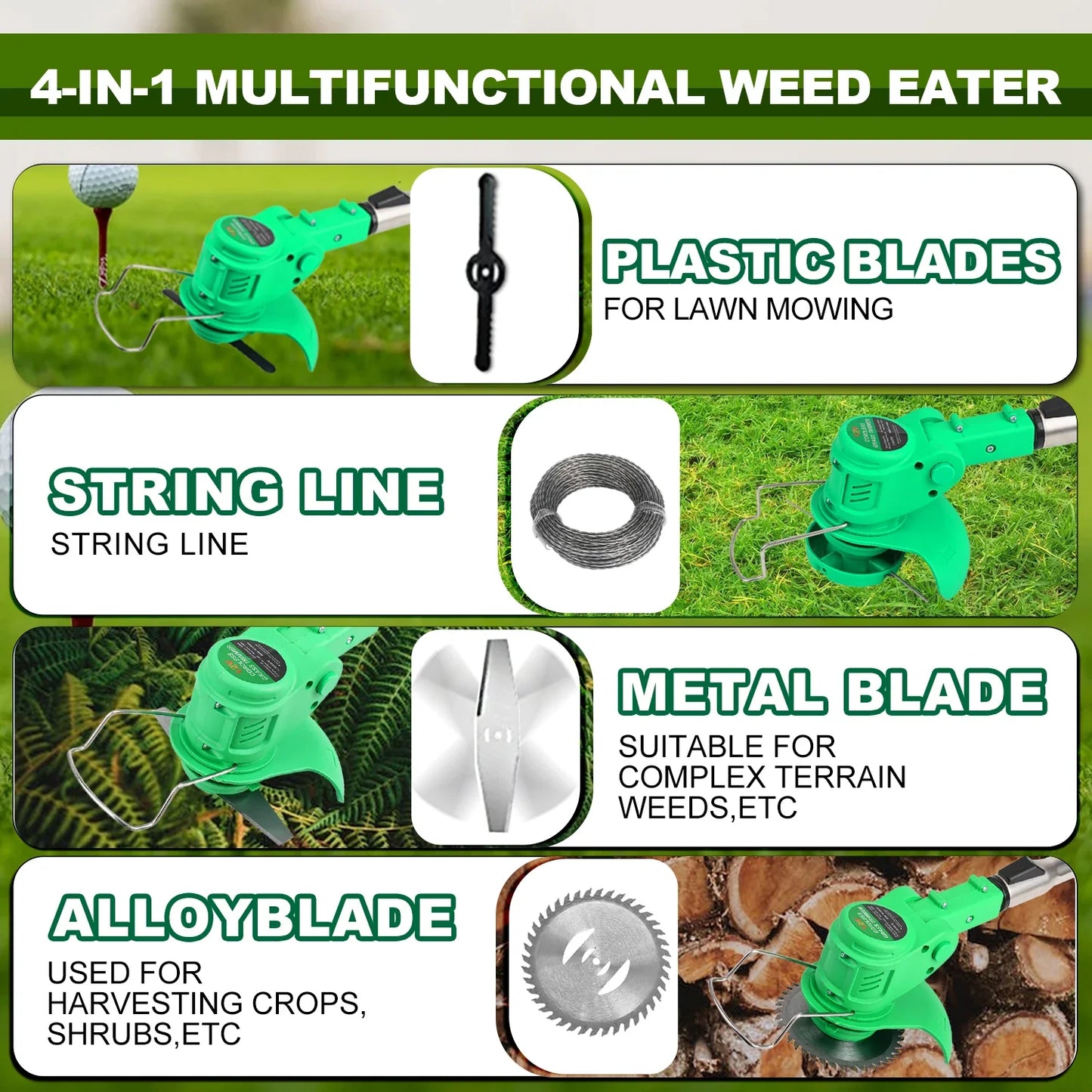 Cordless Lawn Mower Handheld Electric Grass Trimmer Adjustable Garden Tools For Tegatok Battery power tools