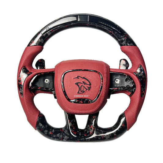 Customized leather carbon fiber LED steering wheel suitable for Dodge Challenger SRT HELLCAT 2008-2024 series racing cars