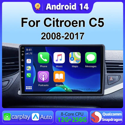 Android 14 Carplay Car Radio Multimedia For Citroen C5 2008 2009 2010 -2017 navigation video DVD Autoradio Stereo 2din Head Unit
