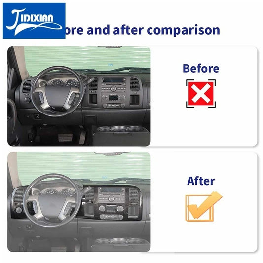 JIDIXIAN Car Center Console Navigation Panel Decoration Cover fit for Chevrolet Silverado for GMC Sierra 2007- 2013
