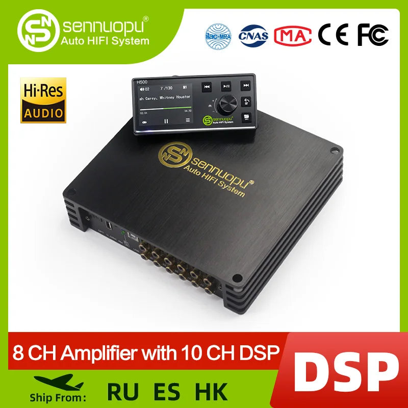 Sennuopu DS-M10Pro Car Audio 8 CH Amplifier with 10 CH DSP Processor Bluetooth Amp Equalizer Amplificador Automotivio Sound
