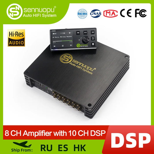 Sennuopu DS-M10Pro Car Audio 8 CH Amplifier with 10 CH DSP Processor Bluetooth Amp Equalizer Amplificador Automotivio Sound