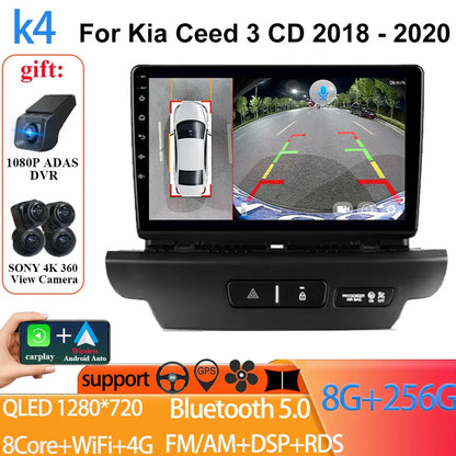 For Kia Ceed 3 CD 2018 - 2020 Auto Radio Android 14 Carplay Video Player 4G GPS Navigation Multimedia WIFI No 2 din 5G BT DVD
