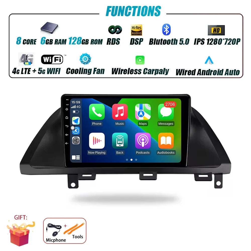 Car Radio For Honda Odyssey 2005 - 2010 Multimedia Stereo Video Player Navigation GPS Carplay 4G WIFI Android Auto 360 Camera BT
