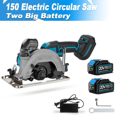 Brushless Circular Saw 150mm Cordless Electric Saw Adjustable Wood Cuttiing Machine Handheld Woodworking Saw for Makita Battery power tools