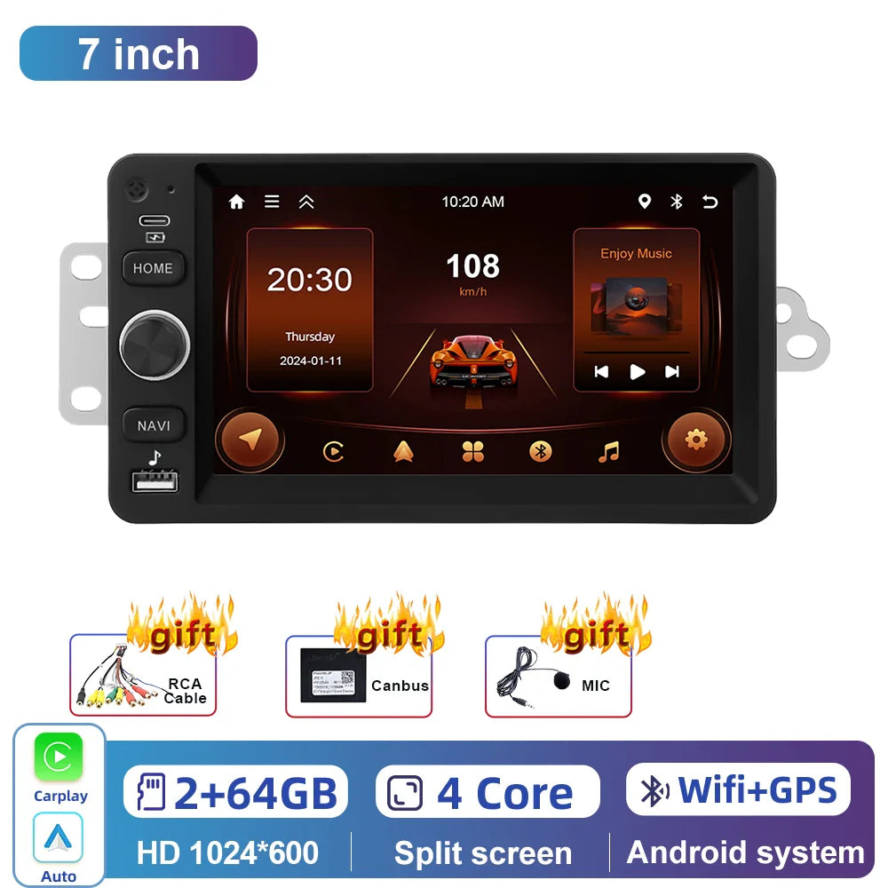Podofo 7inch Car Stereo Radio For Chevrolet GMC Hummer Savanna 2003-2006 Carplay Android auto Navigation Bluetooth WIFI Player
