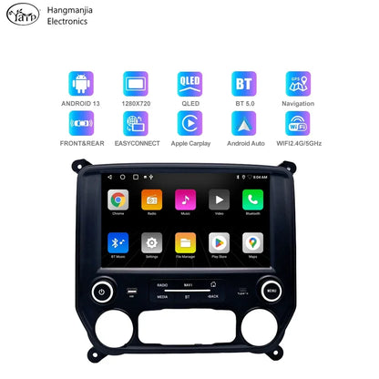 hangmanjia Car Auto Radio Navigation For Chevrolet Silverado GMC Sierra VIA Vtru 2014 - 2018 GPS Android Carplay  Stereo No DVD
