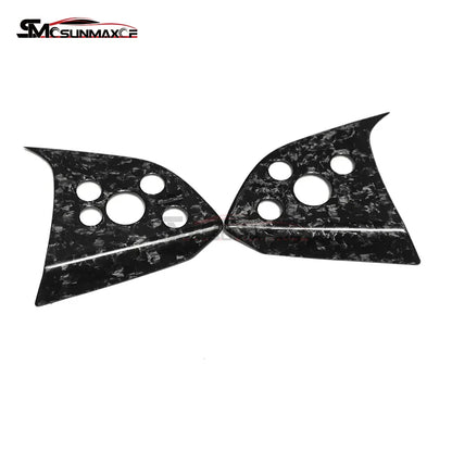 Real Forged Carbon Fiber Steering Wheel Trim Cover Car Interior Accessories For 2024 Tesla Model 3 Highland