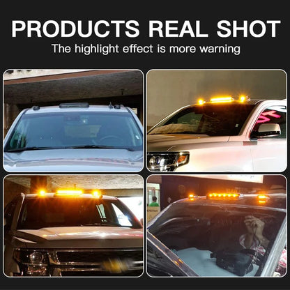 3PC Smoke Cab Roof Running Amber Side Clearance Dome LED Lights For Chevy Silverado G/M C Sierra 2007-2013