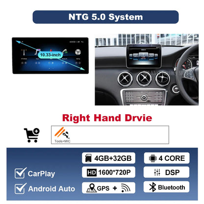 Wireless CarPlay Android Auto For Benz A Class 2013-2018 GLA Class 2015-2019 Navigation GPS Multimedia Display Head Unit BT DSP