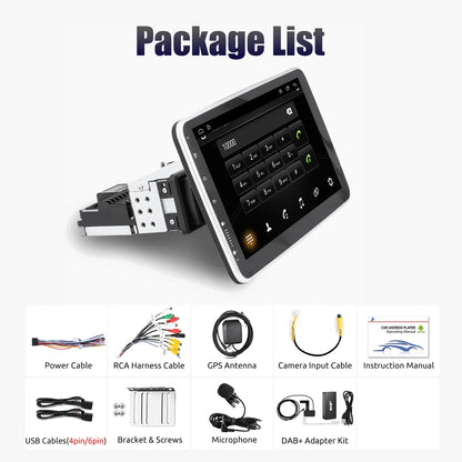 ESSGOO Android 14 10.1 Inch Universal Single Rotatable Car Radio Auto Carplay Multimedia Player GPS Navi Automotive Stereo