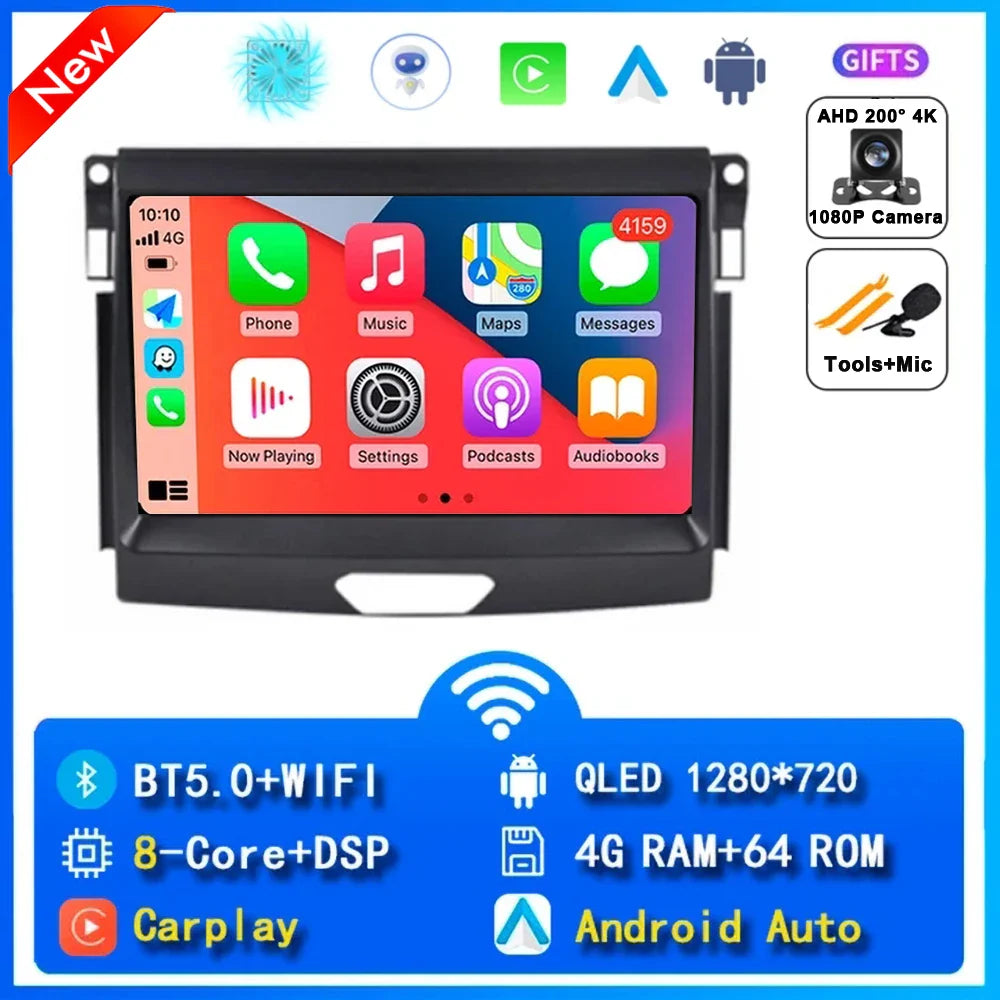 Android 15 Car Radio Stereo QLED Screen For Ford Ranger 2015 2016 2017 2018 2019 2020 GPS Multimedia Carplay Autoradio Head unit