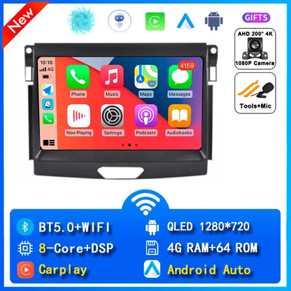 Android 15 Car Radio Stereo QLED Screen For Ford Ranger 2015 2016 2017 2018 2019 2020 GPS Multimedia Carplay Autoradio Head unit