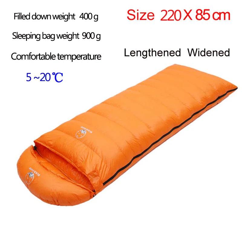 Size 220X85cm Lengthening And Widening Suitable For Tall People Good Quality White Goose Down Thermal Sleeping Bags Camping
