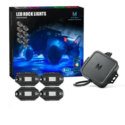 MICTUNING C1 8 Pods RGBW LED Rock Light Multicolor Underglow Neon Lighting Kit With Bluetooth Wireless App Controller Music Mode