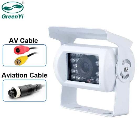 GreenYi White Truck Backup Camera Heavy Duty 18 LED IR Night Vision Waterproof Vehicle Rear View Camera For Trailer/Pickups/RV