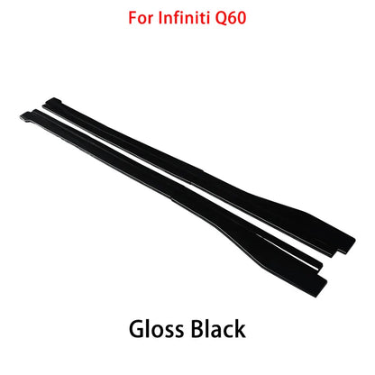 Car Modified ABS New Adjustable Side Skirt Splitter Spoiler Lip Rocker Panel Extensions Body Kit Winglet For Infiniti Q60