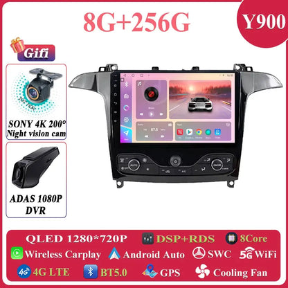 Android 14 Car Multimedia Video Player For Ford S Max S-MAX 2006 - 2015 For Ford Galaxy 2014 Car Radio Stereo Navigation GPS DVD