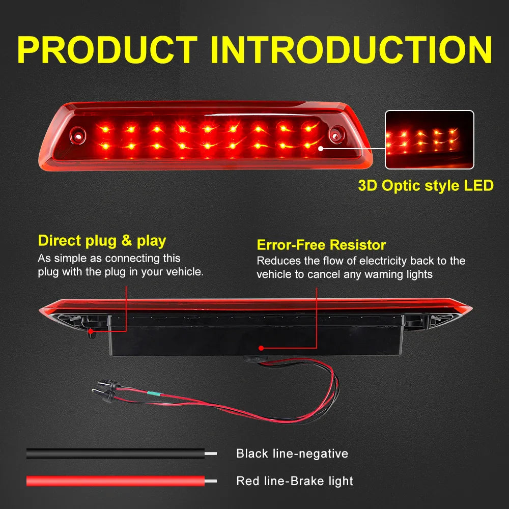 Red/Smoke LED Smoke Third 3rd Brake Light For Ford F150 F-150 2009 2010 2011 2012 2013 2014 Accessories Tail Rear Cargo Lamp