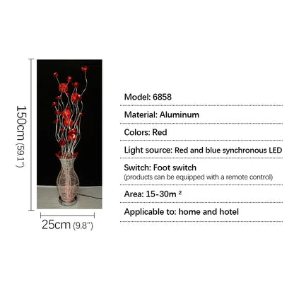 86LIGHT Nordic Blue Floor Lamp Modern Art Living Room Bedroom Hotel  Aluminum Wire LED Originality Flower Light