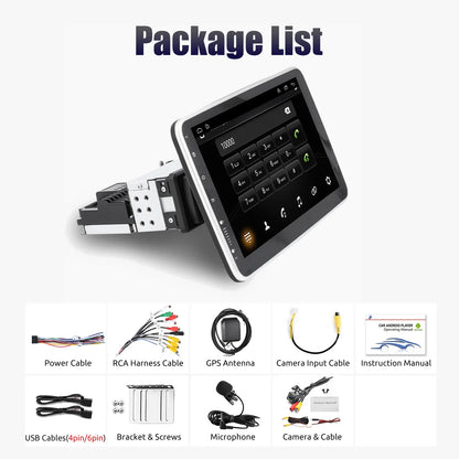 ESSGOO Android 14 10.1 Inch Universal Single Rotatable Car Radio Auto Carplay Multimedia Player GPS Navi Automotive Stereo