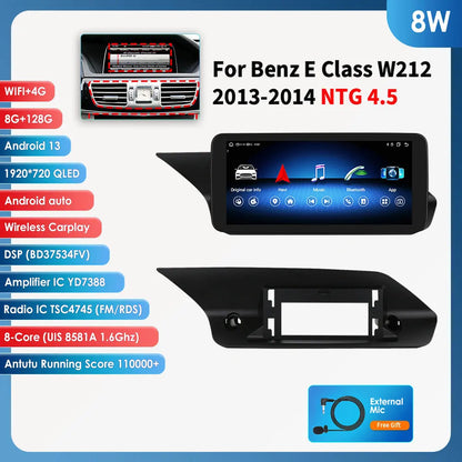 2Din AI Carplay Android Auto Car Radio For Mercedes Benz W212 NTG 4.0 4.5 5.0 2009-2016 E-Class E200 E230 E260 E300 S212 4G GPS