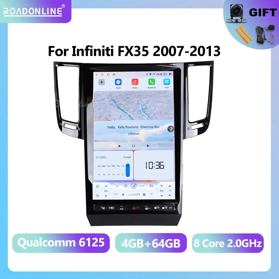 Android audio For Infiniti FX35 2009-2013 Android 13 tesla style Octa Core 8+256G Car Multimedia Player Stereo Radio