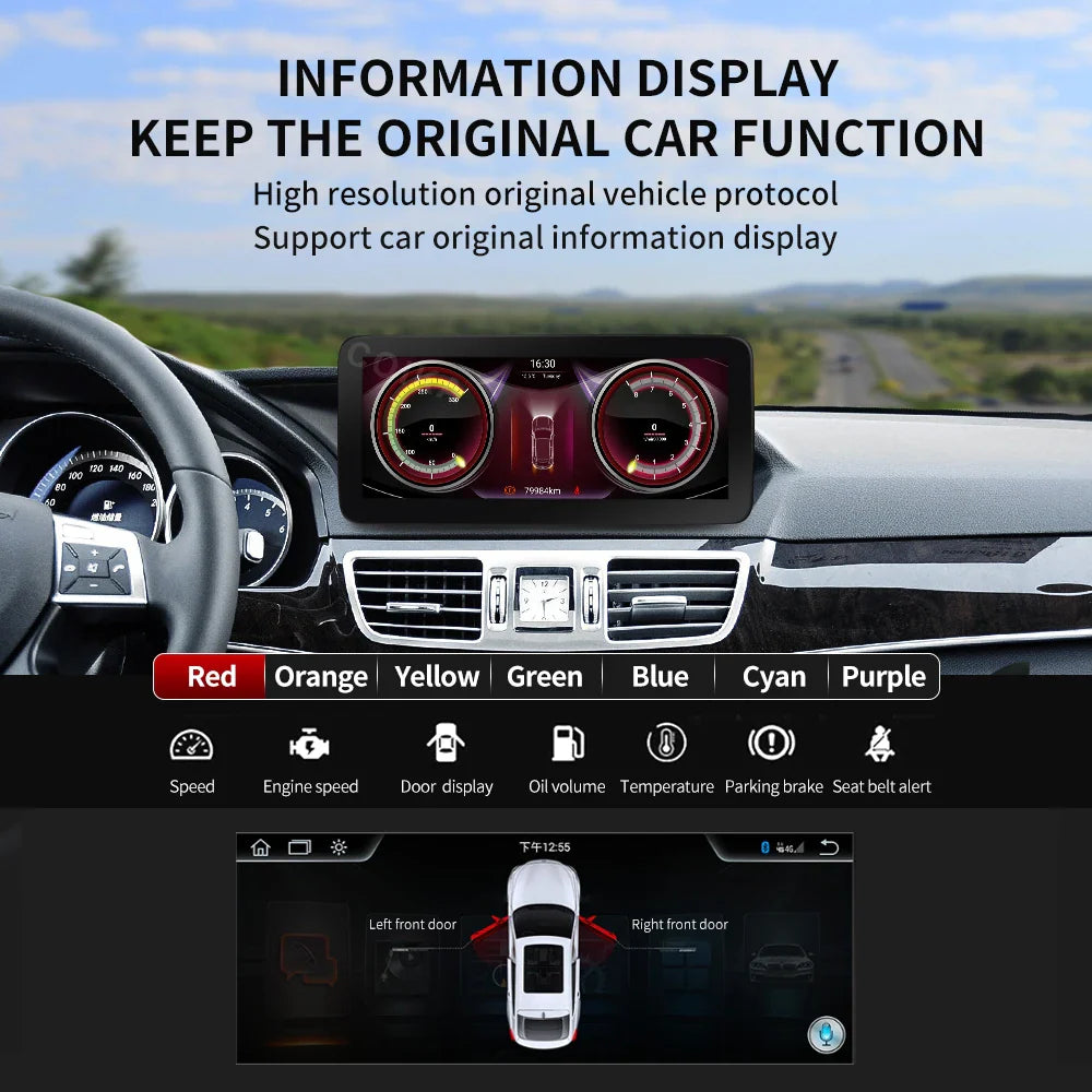 8 Core Android System Car GPS Navi Screen For Mercedes W212 2009-2016 WIFI SIM 8+128GB BT Carplay IPS Screen Multimedia Player