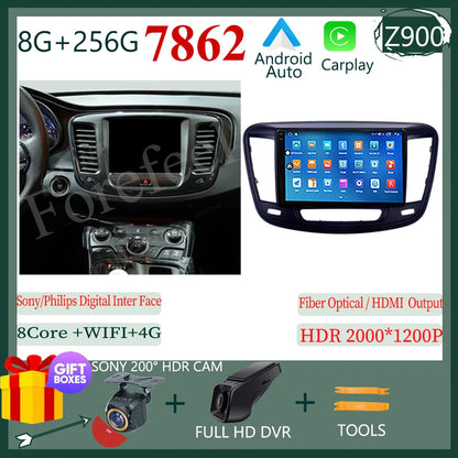 Auto Stereo Android 14 For Chrysler 200 200C 200S 2015 - 2019 Car Radio Navigation GPS Touch QLED Screen DVD Video Player DSP BT