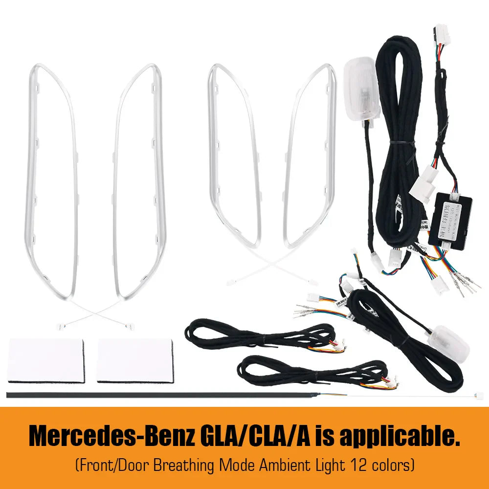12/64 Colours Ambient Lights For Mercedes-Benz A/CLA/GLA W176 W117 W156 LED Car Air Vents Turbine Nozzle Decorate Lamp APP 12V