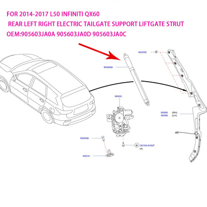 For 2014-2017 L50 Infiniti QX60 Rear Left Right Electric Tailgate Support Liftgate Strut OEM:905603JA0A 905603JA0D 905603JA0C